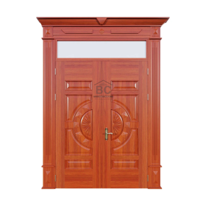 Cửa Thép Vân Gỗ 2 Cánh Cân Ô Thoáng Phào Đại Mã BC22-KPĐ-15